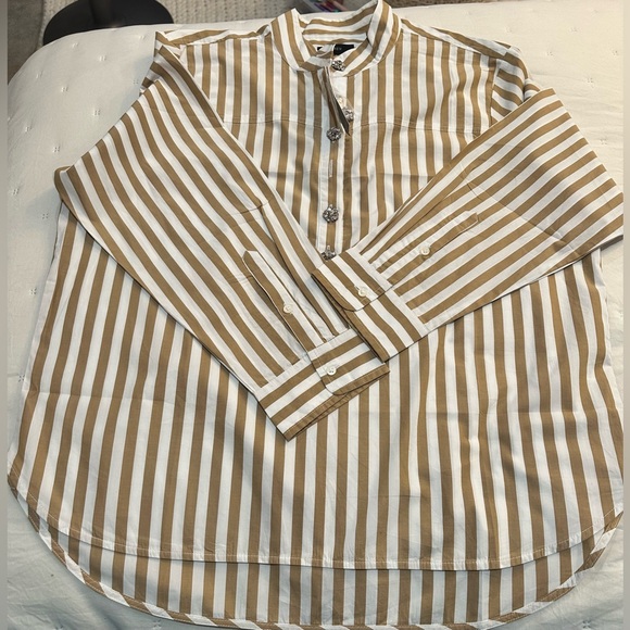 J. Crew Cotton Poplin Popover Tunic with Jeweled Buttons Size 14 NWT - Picture 6 of 9